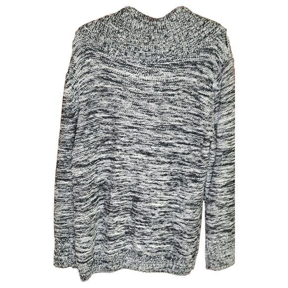 NEW Karen Scott XL Cable Knit Pullover Black Marble Sweater Button Drape Collar - Picture 7 of 10